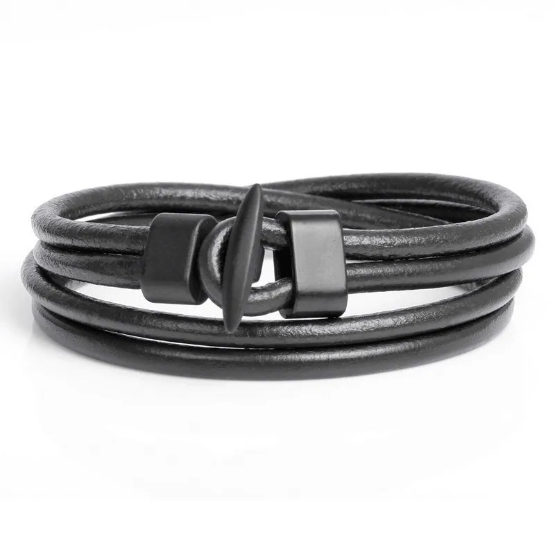 TYO Top Sale Fashion Hook Leather Bracelets For Men Popular Boys Knight Courage Bandage Charm Black Anchor Bracelet