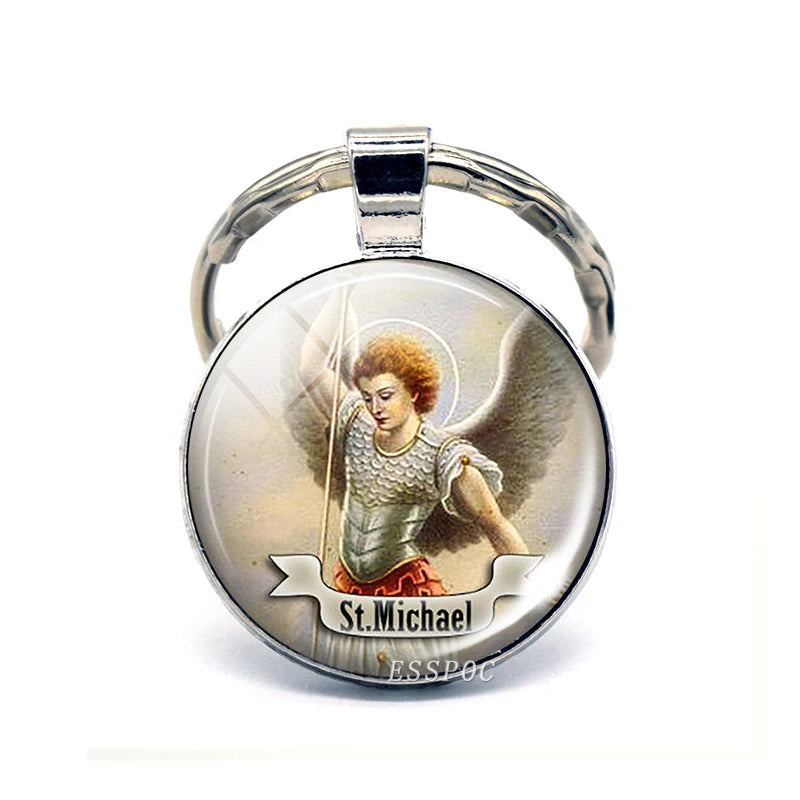 St Patrick Blessed Virgin Mary Keychain Saint Key Chain Silver Color Keychains Keyrings Catholic Jewelry St. Patrick's Day Gifts