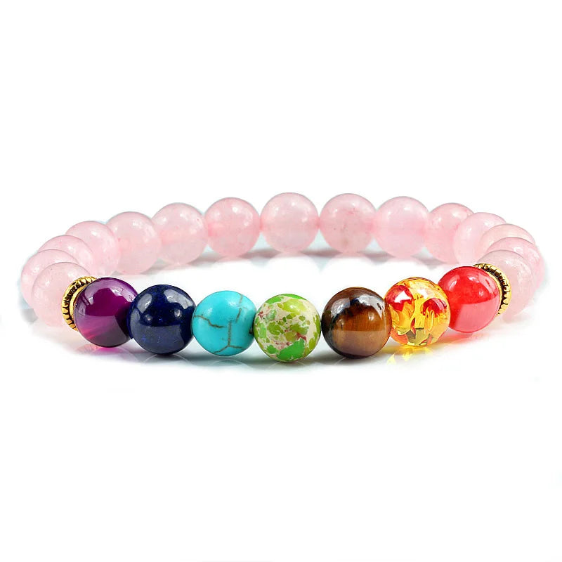 11 Natural Stone Beads Multicolor Bangle  7 Chakra Healing Balance Beads Bracelet for Women Reiki Prayer Yoga Wristband Jewelry