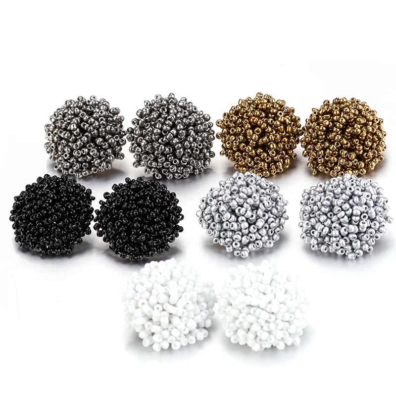 Aensoa Simple Multicolor Ethnic Resin Handmade Beaded Earrings For Women Accessories Bohemia Geometric Earrings Fashion Jewelry