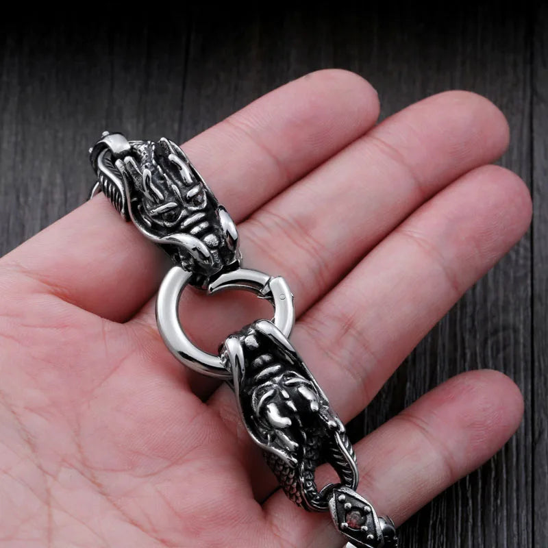 Beier 316L Stainless Steel bracelet punk skull Bracelet For Vintage Cool Dragon Style Men's Bracelet Jewelry LLBC8-035