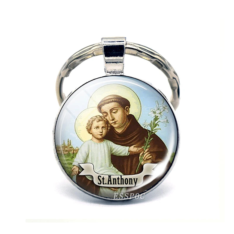 St Patrick Blessed Virgin Mary Keychain Saint Key Chain Silver Color Keychains Keyrings Catholic Jewelry St. Patrick's Day Gifts