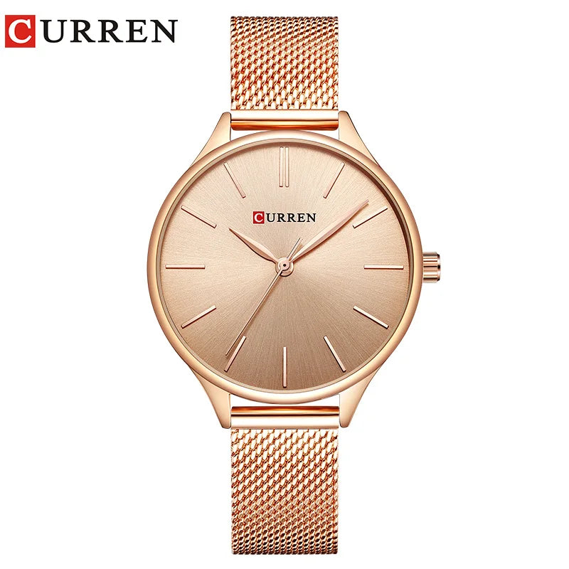 CURREN Simple Watches Hot Sale Wristwatches Women brand Fashion Dress Ladies Bracelet Watch Rose Gold Clock Gifts