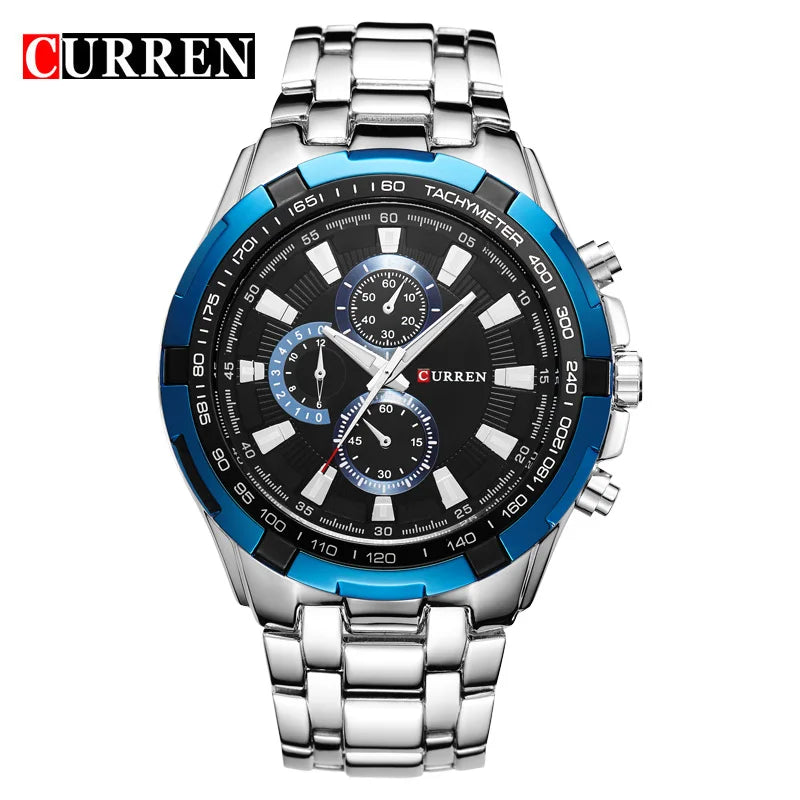 CURREN 2018 New Luxury Fashion Analog Military Sports Men Watches Full Steel Band Black Quartz Male Clock Relogio Masculino