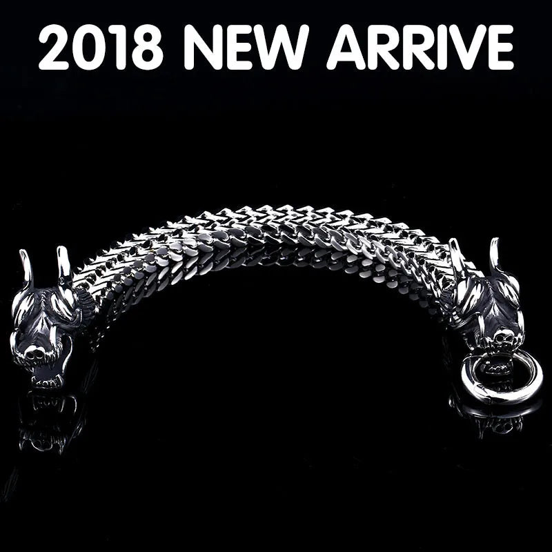 Bracelet en acier inoxydable 316L Beier Bracelet punk crâne pour bracelet vintage cool mode dragon style homme bijoux LLBC8-061R