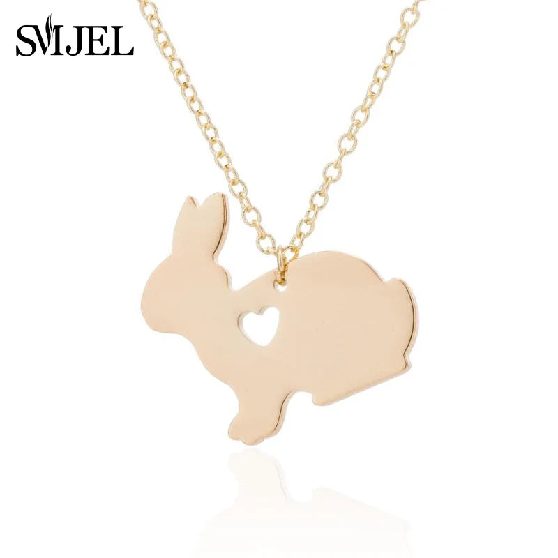 SMJEL New Stainless Steel Black Earrings Rabbit Women Girls Ear Jewelry Cute Animal Bunny Piercing Earring Post Gifts