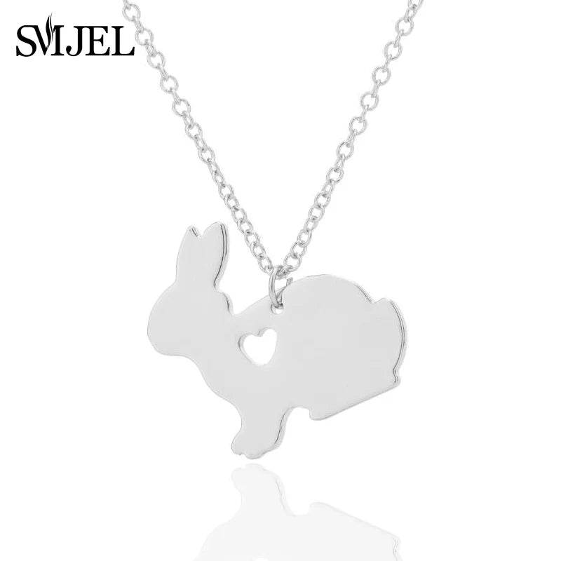 SMJEL New Stainless Steel Black Earrings Rabbit Women Girls Ear Jewelry Cute Animal Bunny Piercing Earring Post Gifts