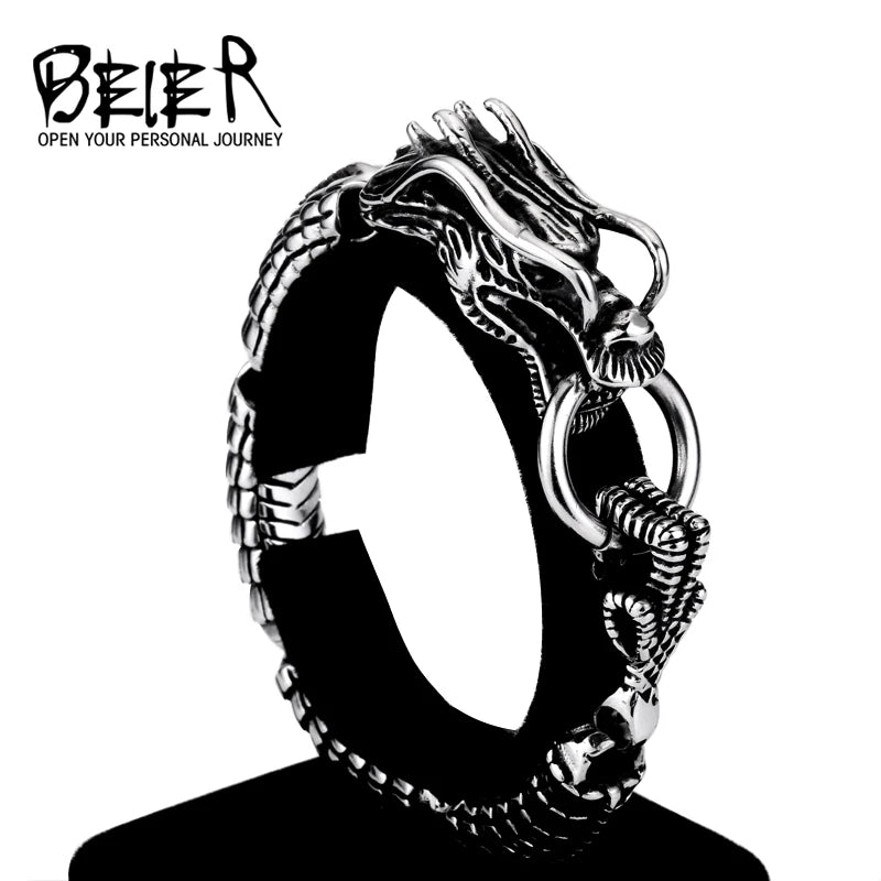 Beier nouveau magasin Bracelet en acier inoxydable 316L Punk dominateur dragon chaîne hommes bracelets bracelets bijoux de mode LLBC8-001R