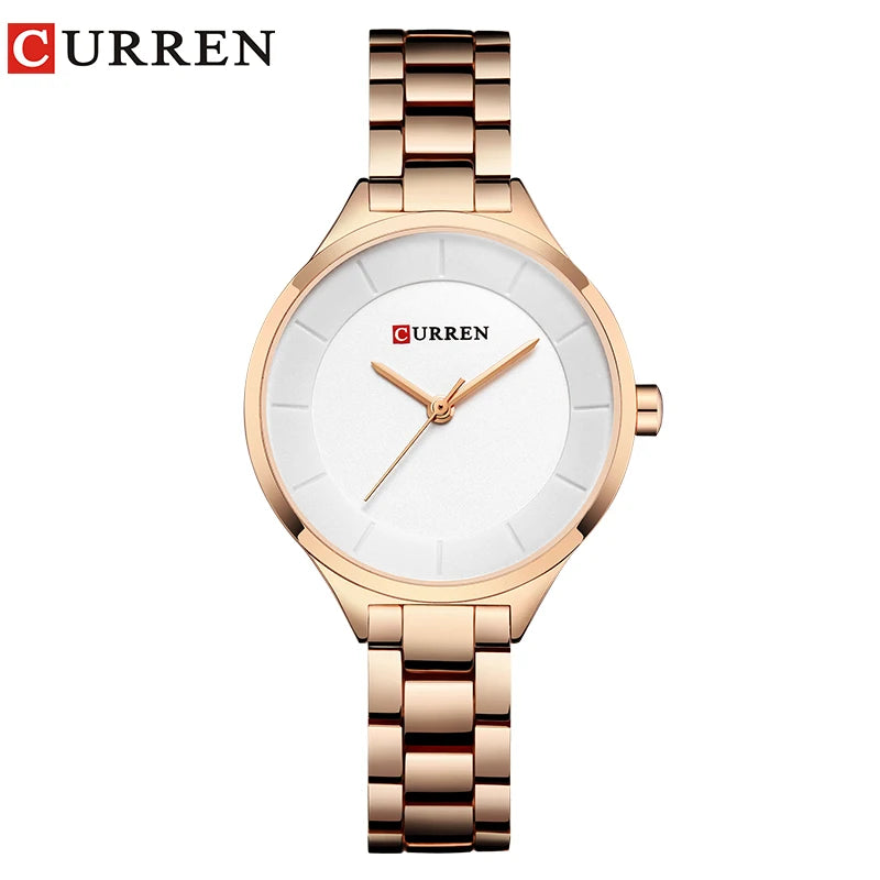 CURREN Top Brand Fashion Ladies Watches Stainless Steel Band Quartz Female Wrist Watch Ladies Gifts Clock Relogio Feminino
