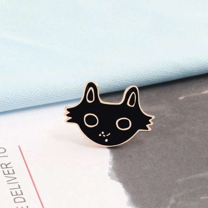 Fashion Couple Cat Dog Animal Cartoon Brooch Cute Cat Head Fish Bone Metal Enamel Pins Brooches Jewelry Backpack Hat Badge Gift