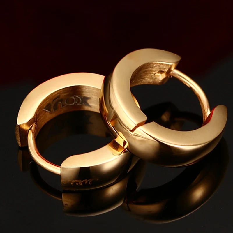 VNOX Cute Hoop Earrings for Men Punk Stainless Steel Huggie Small Earrings 4 Color - Madeinsea©