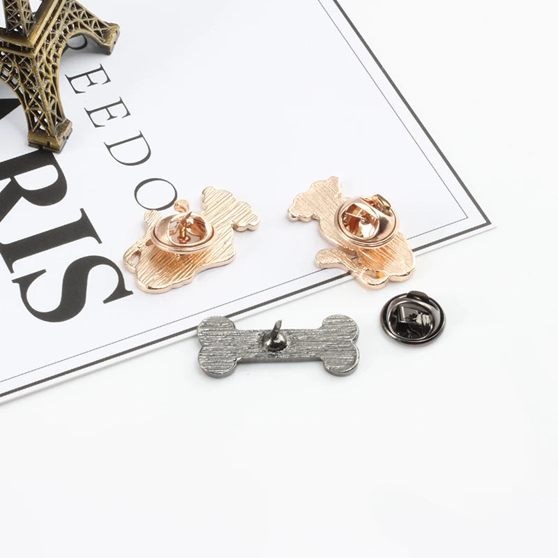 Fashion Couple Cat Dog Animal Cartoon Brooch Cute Cat Head Fish Bone Metal Enamel Pins Brooches Jewelry Backpack Hat Badge Gift