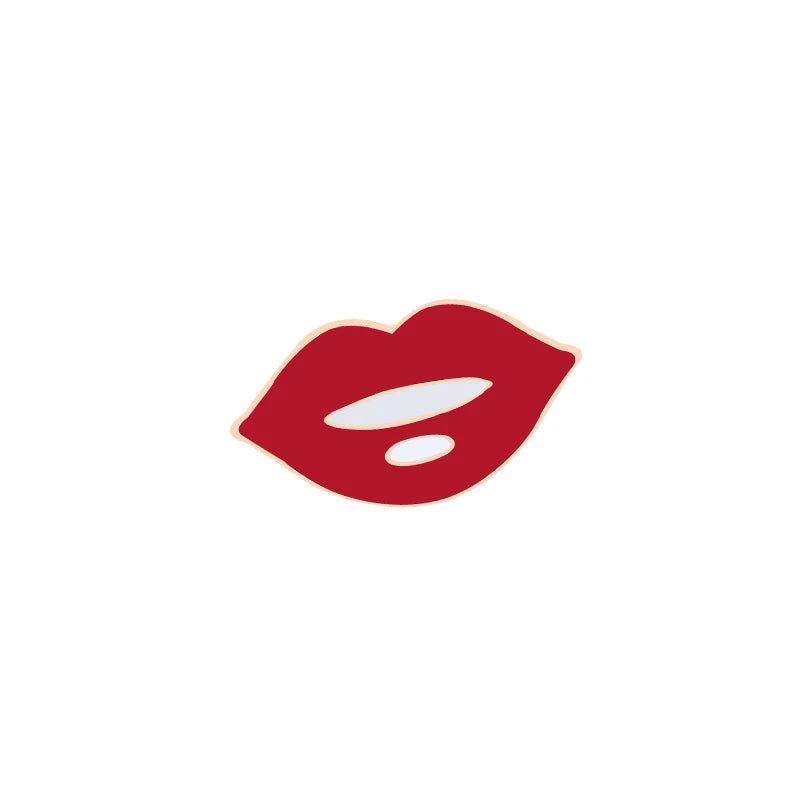 Fashion Cartoon Brooch Red Lipsticks Cherry Heart Enamel Pins Women Corsage Dress Badges Make Up Jewelry Girl Accessories Gifts