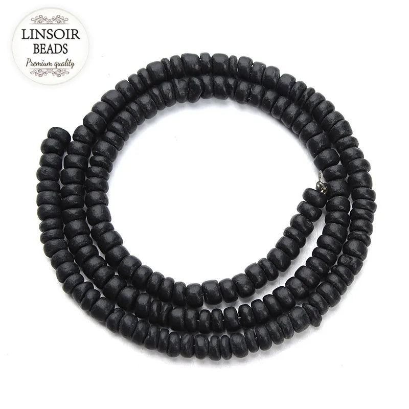 5/8/10mm Oblate Natural Wood Beads For Jewelry Making Flat Round Wooden Space Prayer Beads Tire Ball String Necklace Bracelet