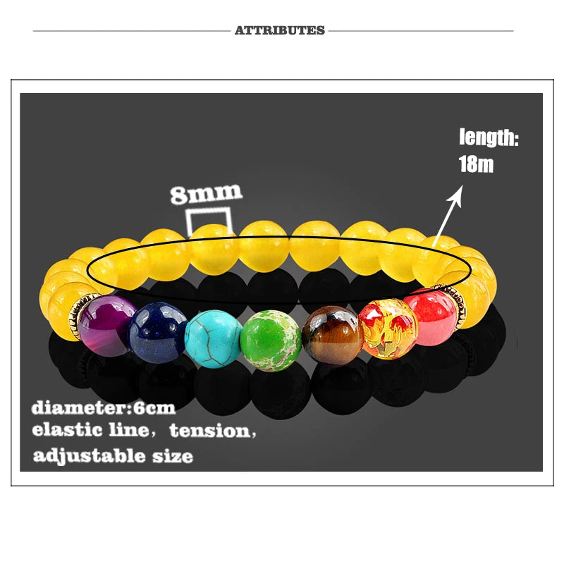 11 Natural Stone Beads Multicolor Bangle  7 Chakra Healing Balance Beads Bracelet for Women Reiki Prayer Yoga Wristband Jewelry