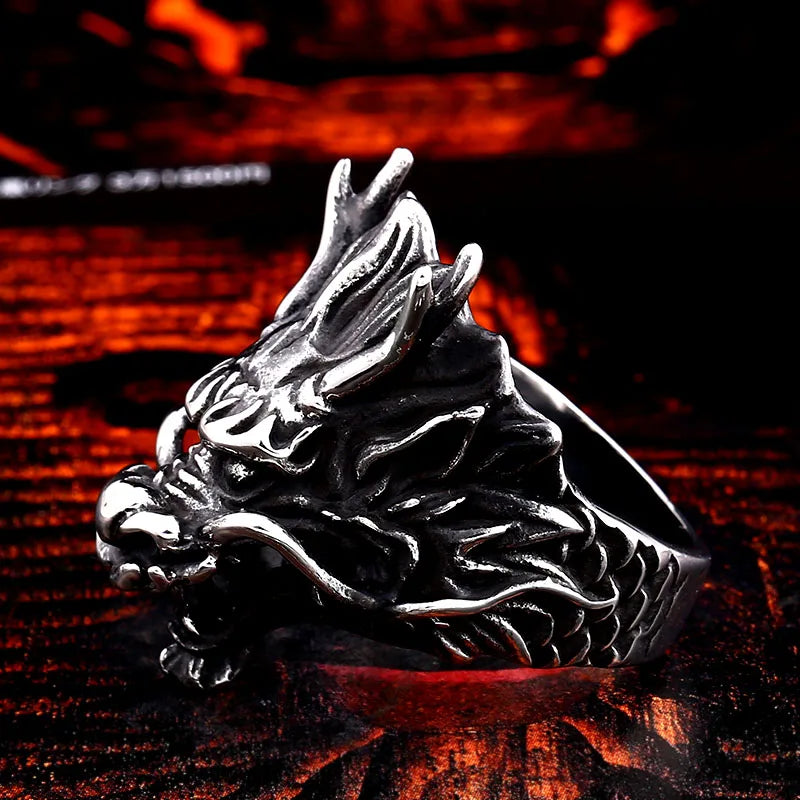Beier 316L Stainless Steel Domineering Faucet Men's Ring Punk Animal Dragon High Quality Jewelry  LLBR8-682R