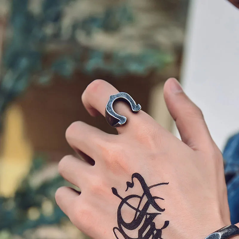 BEIER 316L stainless steel Nordic antique color horseshoe men's ring Viking horse high quality jewelry LLBR8-520R