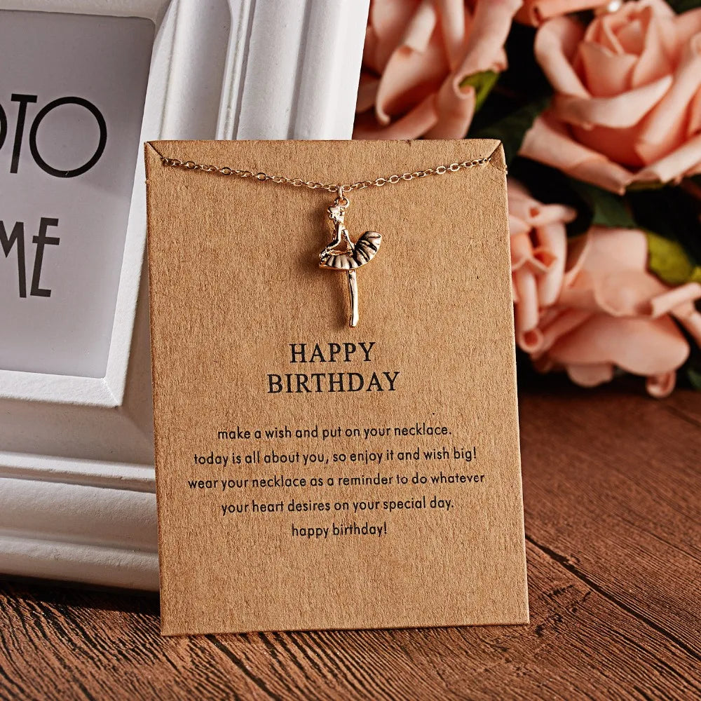 Collier ras du cou court plaqué or avec pendentif « Danseuse » et ornement de clavicule en alliage, motif ballerine, idéal pour un joyeux anniversaire.