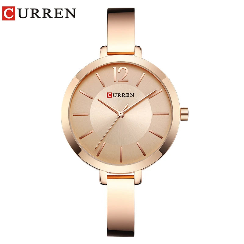 CURREN Fashion Gold Women Watches Stainless Steel Ultra thin Quartz Watch Woman Romantic Clock Women's Watches Montre Femme