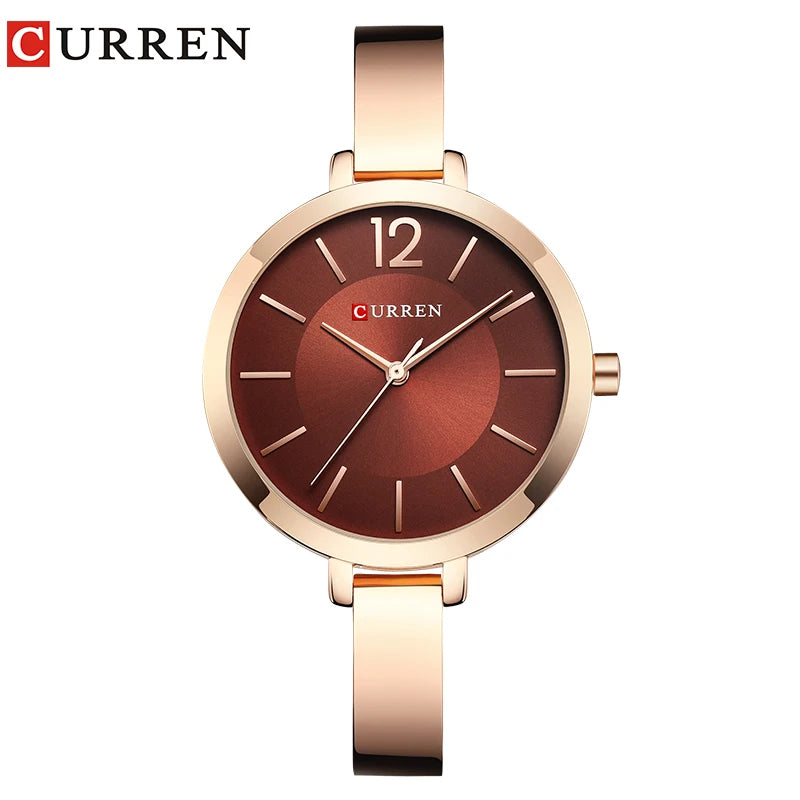 CURREN Fashion Gold Women Watches Stainless Steel Ultra thin Quartz Watch Woman Romantic Clock Women's Watches Montre Femme
