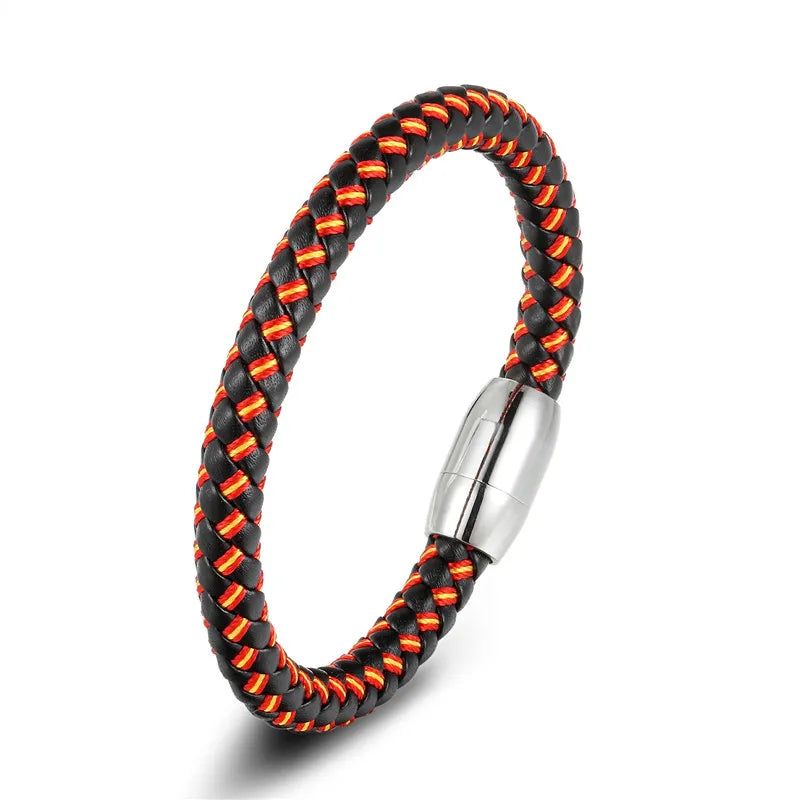 MKENDN 8 Stile Gelb Rot Mehrschichtiges Seil Lederarmband Magnetarmbänder 550Paracord Survival Armbänder Pulseras