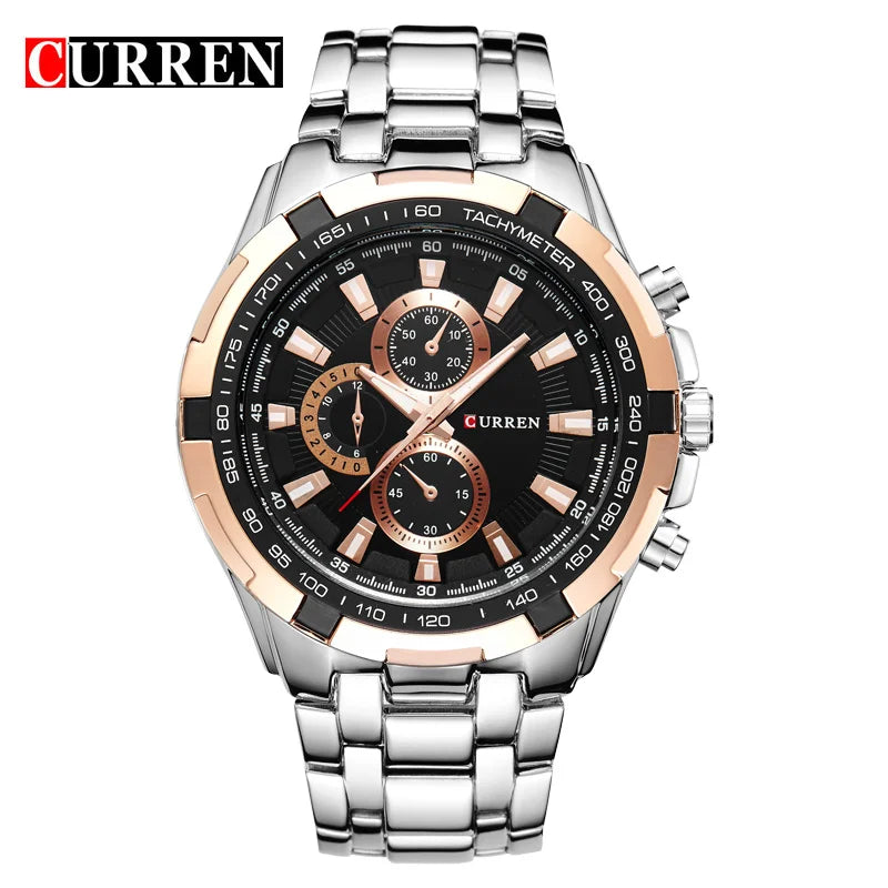 CURREN 2018 New Luxury Fashion Analog Military Sports Men Watches Full Steel Band Black Quartz Male Clock Relogio Masculino