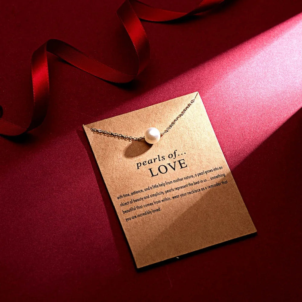 Hot Sale Imitation Pearl of Love Gold-Color Pendant Necklaces Clavicle Chains necklace Fashion Chain Necklace Women Jewelry