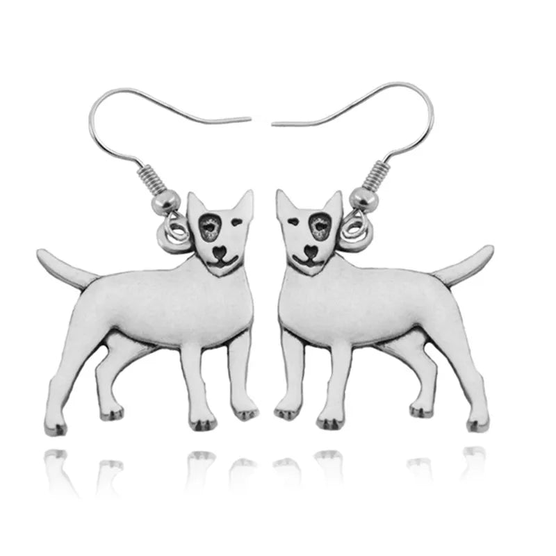 Vintage Silver Color Hippie Bull Terrier Earing Pendientes Mujer Boho Blslterrier Dog Love Jewelry Earrings For Women Brincos