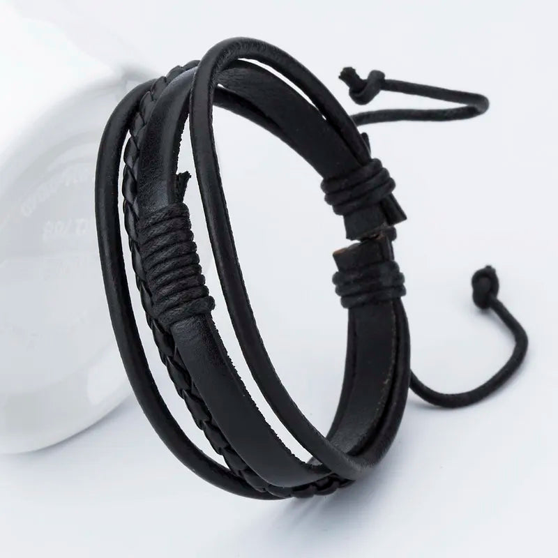 TYO Hot Sale! Fashion Charm Leather Bangle Men Bracelets Popular Boys DIY Bandage Strand Handmade Brown Weave Bracelets