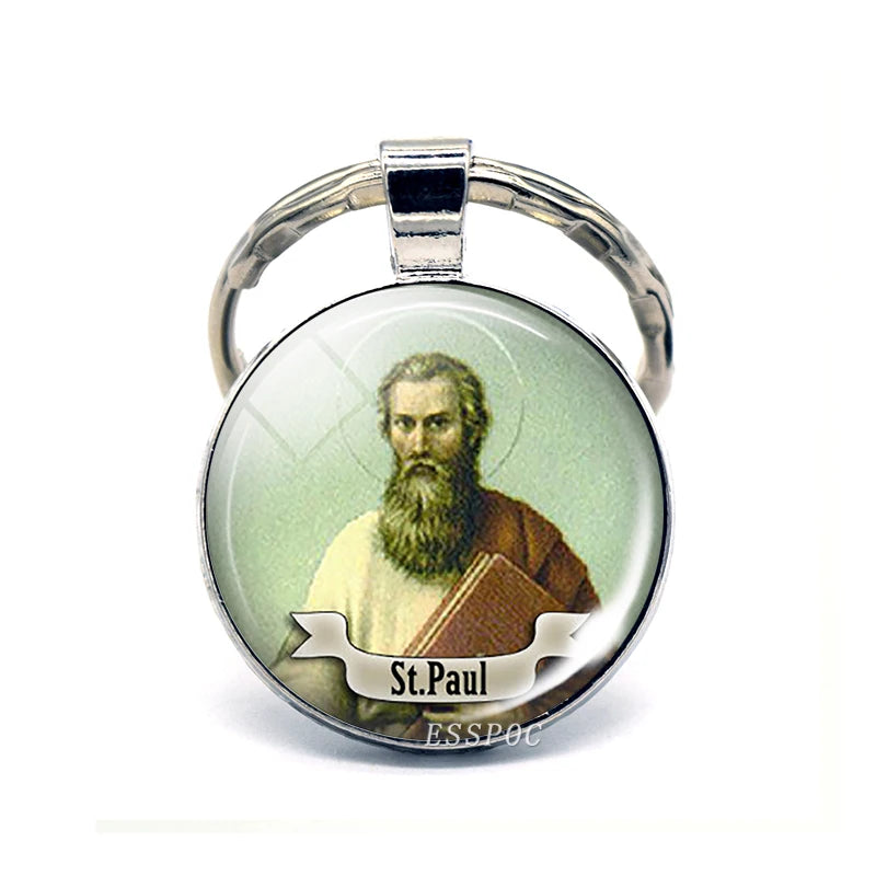 St Patrick Blessed Virgin Mary Keychain Saint Key Chain Silver Color Keychains Keyrings Catholic Jewelry St. Patrick's Day Gifts