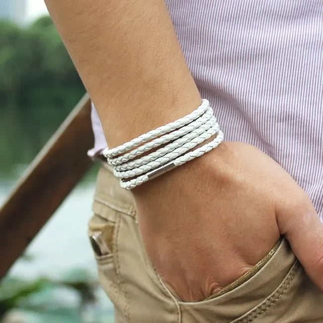 TYO Fashion 5 Layer Leather Bracelets & Charm Bangle Handmade Round Rope Turn Buckle Bracelet For Women Men Low Price Wholesale - Madeinsea©