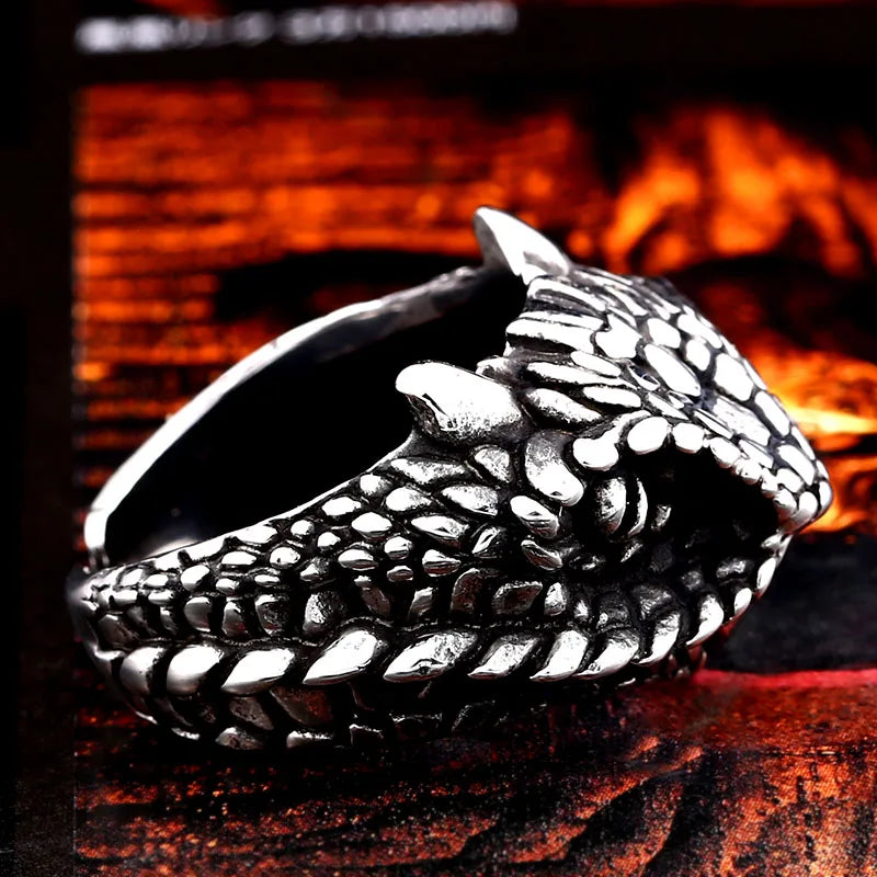 Beier 316L stainless steel Classic Animal Lizard Head Adjustable Men's Ring Punk Snake High Quality Men's Jewelry LLBR8-679R