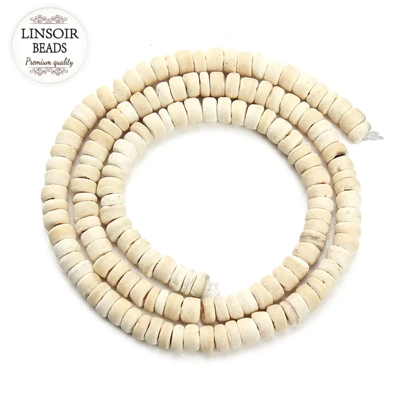 5/8/10mm Oblate Natural Wood Beads For Jewelry Making Flat Round Wooden Space Prayer Beads Tire Ball String Necklace Bracelet
