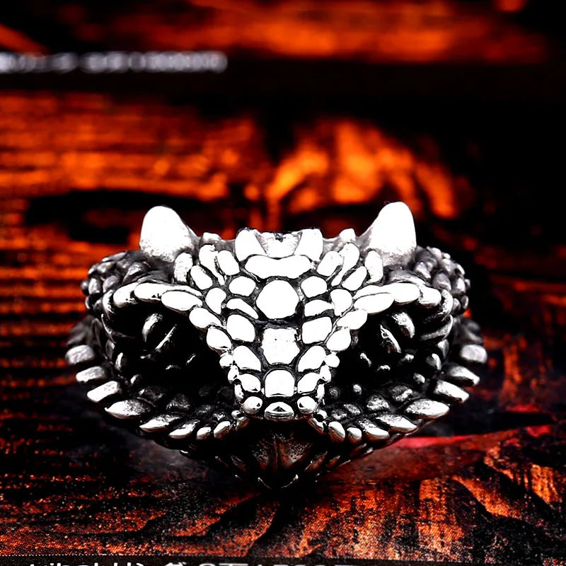 Beier 316L stainless steel Classic Animal Lizard Head Adjustable Men's Ring Punk Snake High Quality Men's Jewelry LLBR8-679R