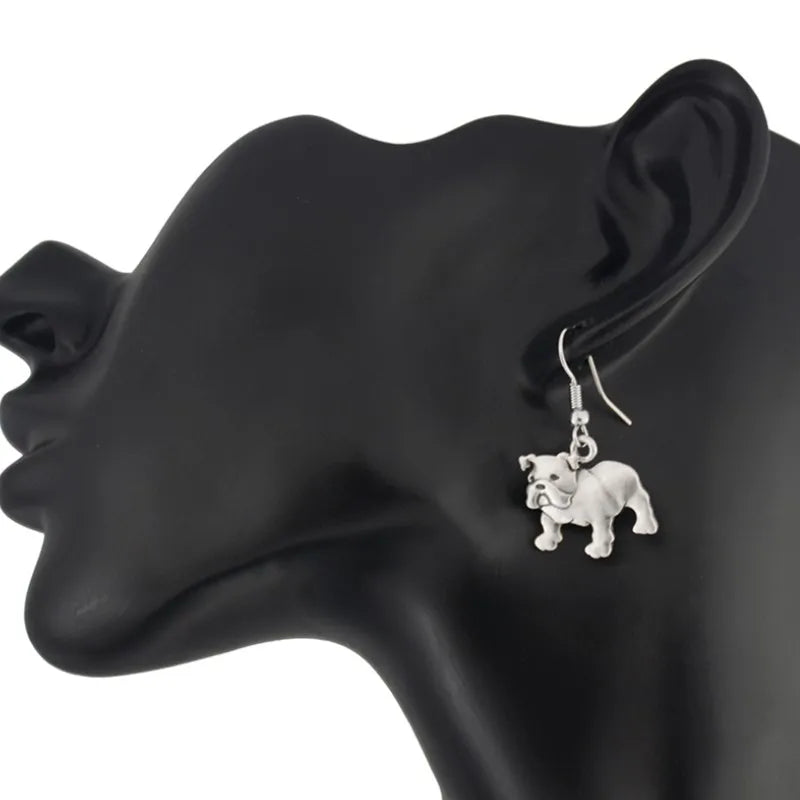 Vintage 3D English Bulldog Drop Earring Bohe Dog Charms Earrings For Women Brincos Long Earings fashion Jewelry Pendientes Mujer