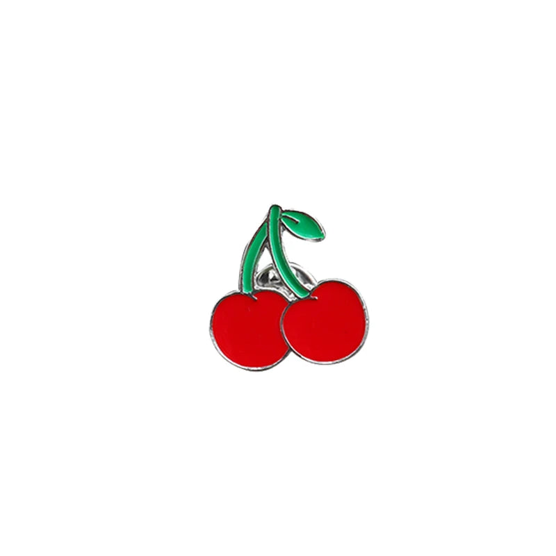 Fashion Cartoon Brooch Red Lipsticks Cherry Heart Enamel Pins Women Corsage Dress Badges Make Up Jewelry Girl Accessories Gifts
