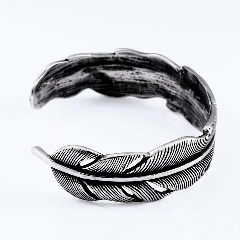 Beier 316L Stainless Steel Fashion Design Vintage Feather Bracelet Popular Men Bangles High Quality Retro Jewelry Wholesale