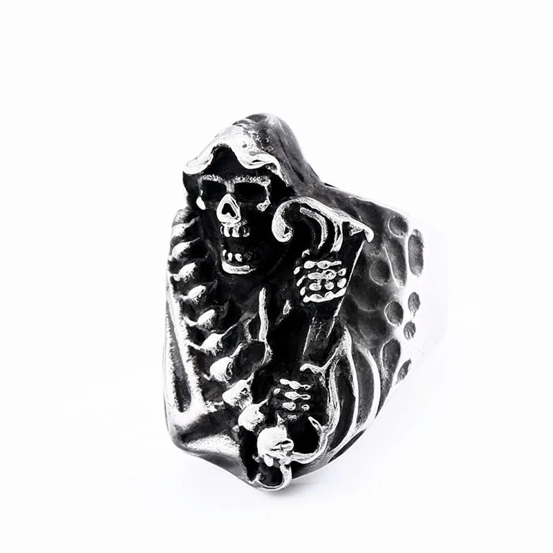 Beier new store 316L stainless steel Skull Men's Ring Hell Devil Scythe Punk Fashion Gift High Quality Jewelry LLBR8-666R
