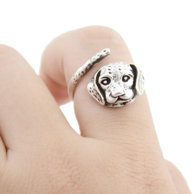 Retro Labrador Retriever Puppy Anillos Dog Ring Boho Anel Animal Love Rings For Women Men Jewelry Best Friends Gift Accesorios