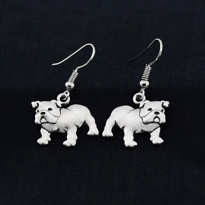 Vintage 3D English Bulldog Drop Earring Bohe Dog Charms Earrings For Women Brincos Long Earings fashion Jewelry Pendientes Mujer