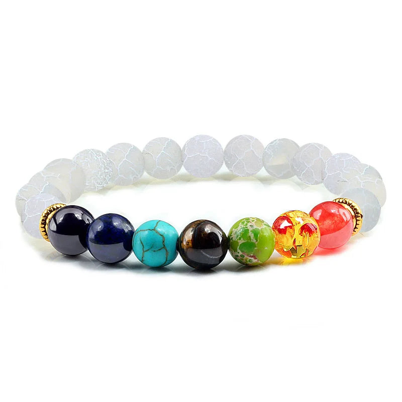 11 Natural Stone Beads Multicolor Bangle  7 Chakra Healing Balance Beads Bracelet for Women Reiki Prayer Yoga Wristband Jewelry