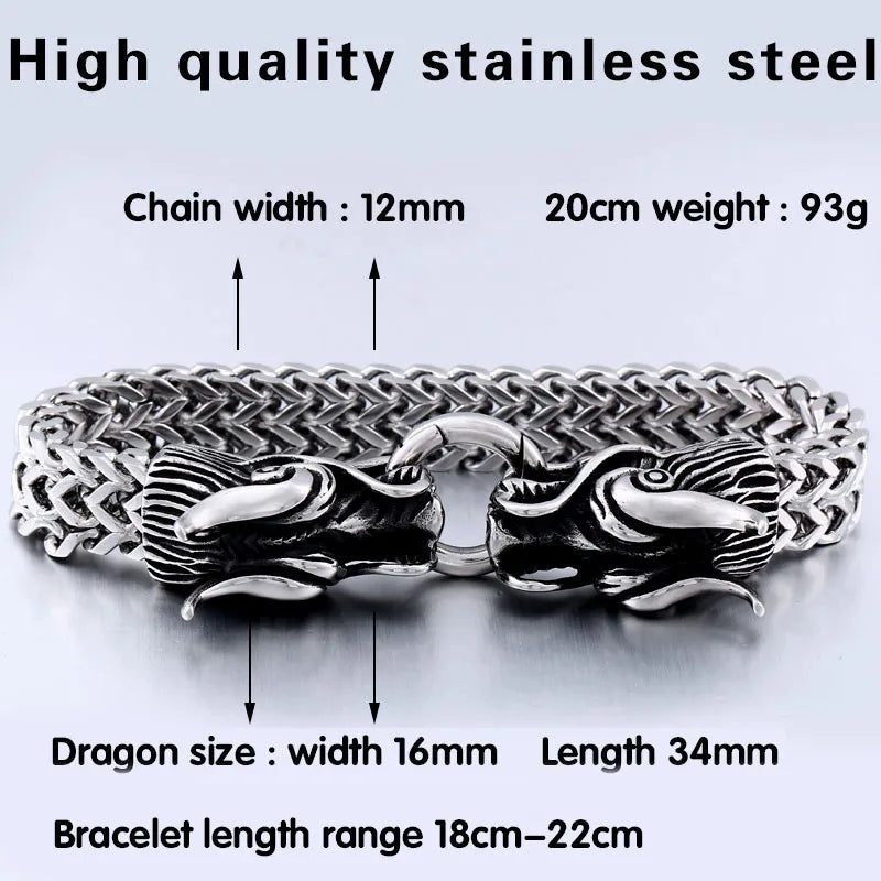 Bracelet en acier inoxydable 316L Beier Bracelet punk crâne pour bracelet vintage cool mode dragon style homme bijoux LLBC8-061R