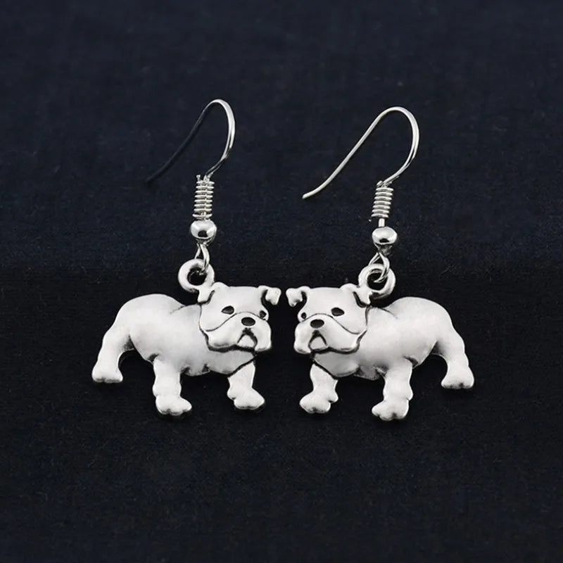 Vintage 3D English Bulldog Drop Earring Bohe Dog Charms Earrings For Women Brincos Long Earings fashion Jewelry Pendientes Mujer