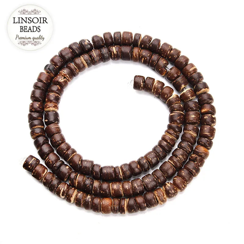 5/8/10mm Oblate Natural Wood Beads For Jewelry Making Flat Round Wooden Space Prayer Beads Tire Ball String Necklace Bracelet