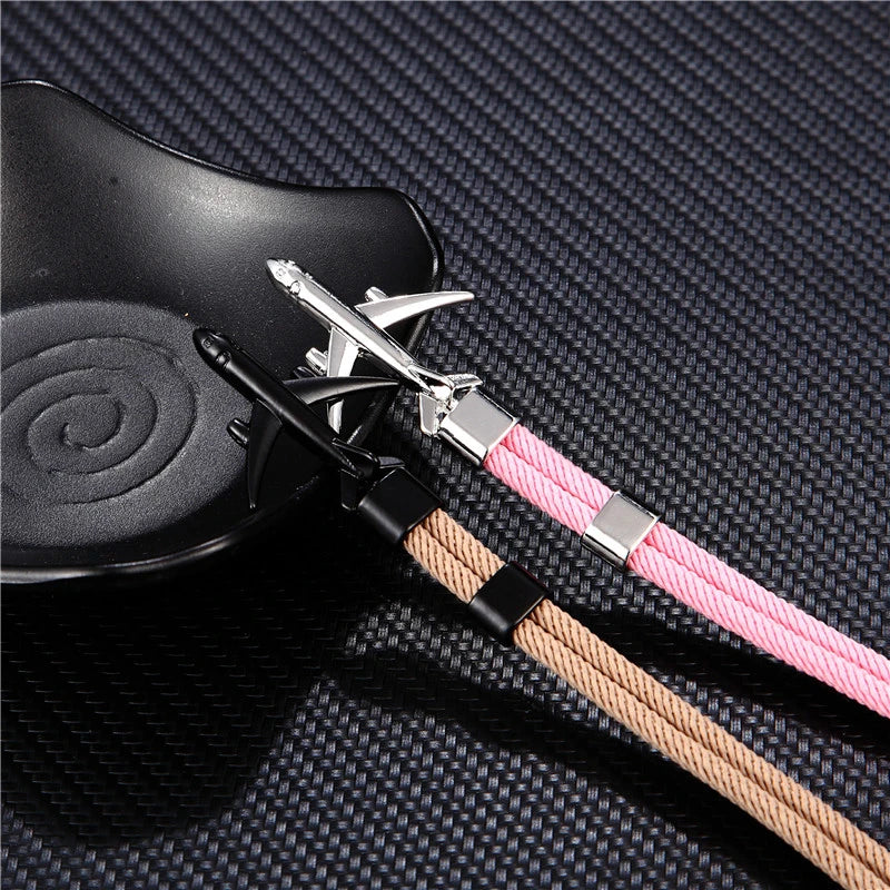 MKENDN Fashion Airplane Anchor Bracelets Men Charm Rope Chain Paracord Bracelet Male Women Air force style Wrap Metal Sport Hook - Madeinsea©