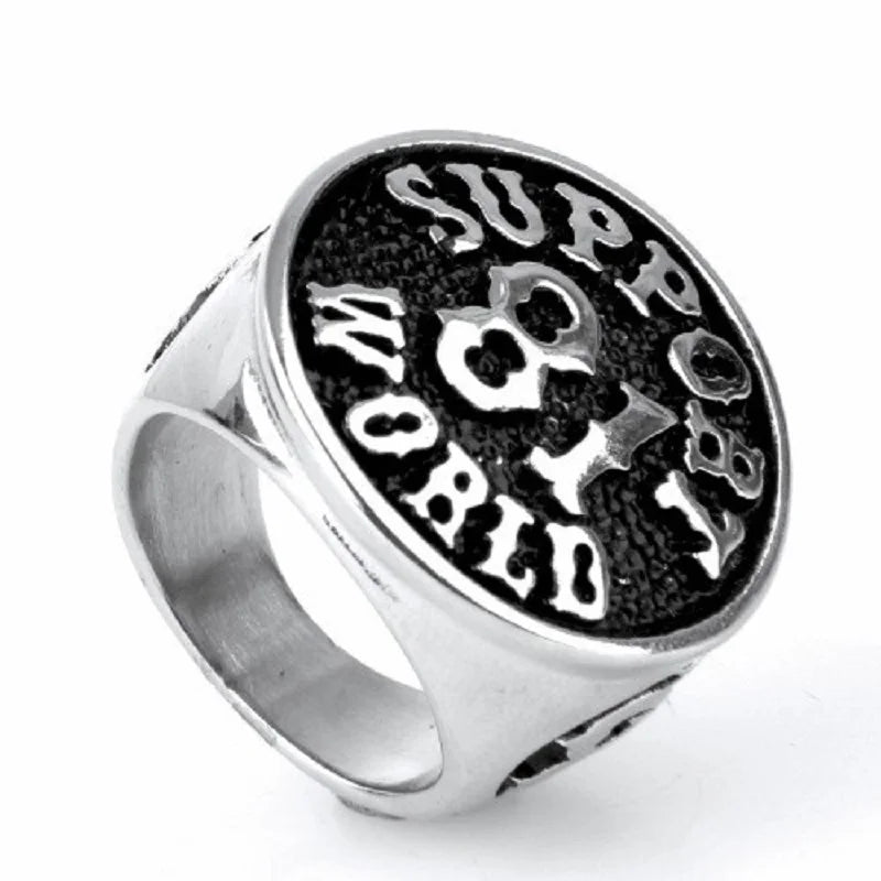 Stainless steel men's rings wholesale punk titanium steel ring Sport Numbers