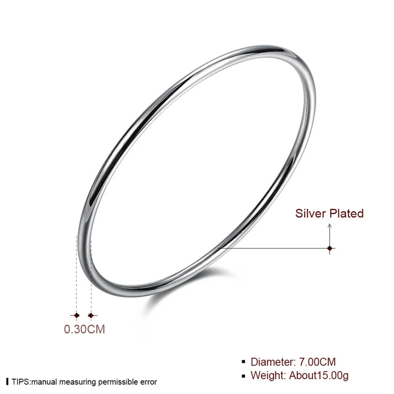DOTEFFIL 925 Sterling Solid Silver Bracelet Fashion Personality Simple Smooth Bangles For Women Wedding Engagement Jewelry - Madeinsea©