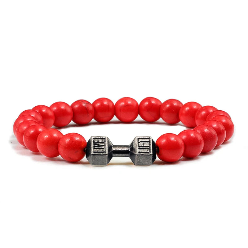 14 Style Natural stone Metal Dumbbell Lava Stone Beads Bracelets Bangles Women Jewelry Men Bracelet Couple Pulseras Hombre mujer