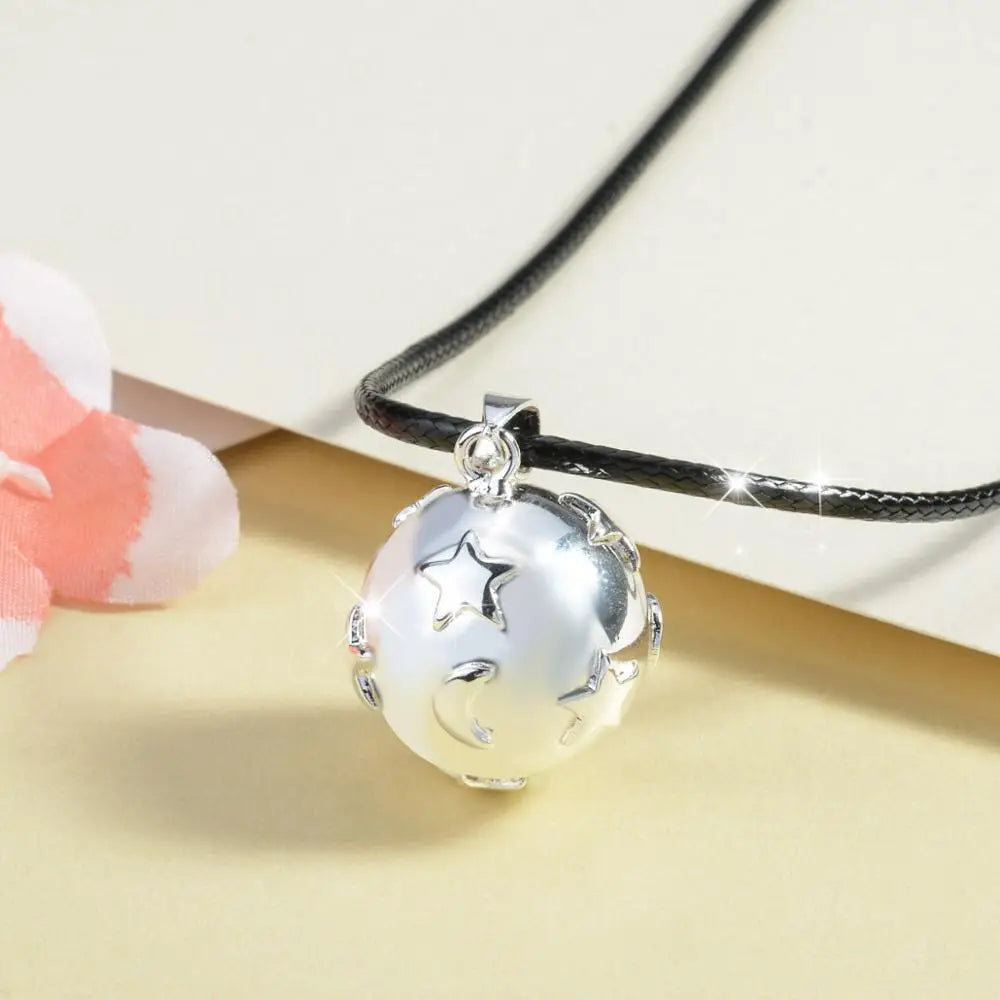 Eudora Bola de Grossesse Necklace Star Moon Angel Caller Musical Bell Pendant DIY Maternity Jewelry for Pregnant Women Gift