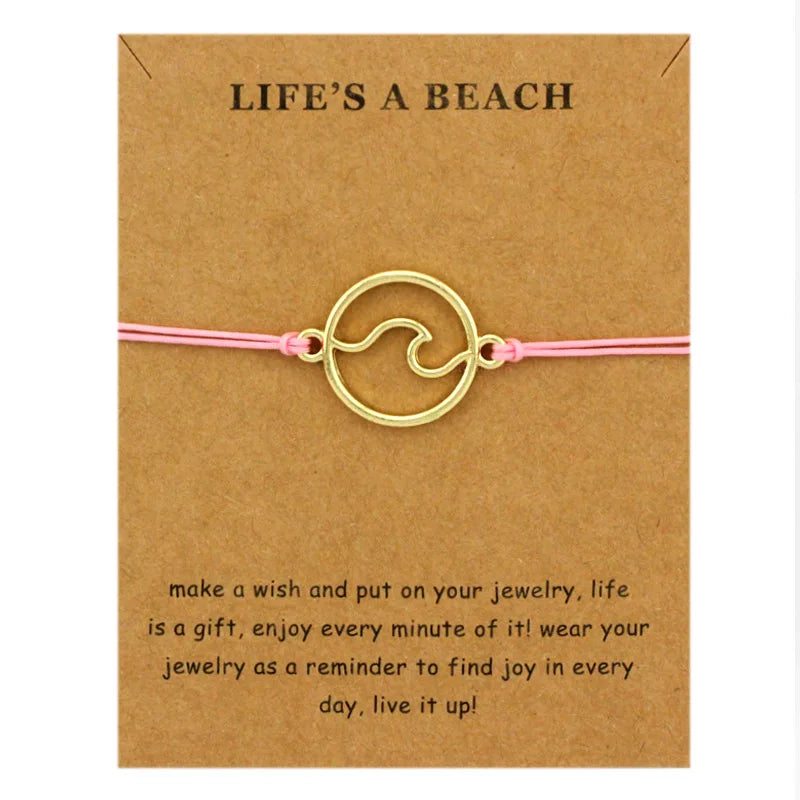 Ocean Waves Beach Nautical Surfing Adjustable Bracelets Sea Turtle Charms Women Men Boys Girls Unisex Jewelry Drop Shipping